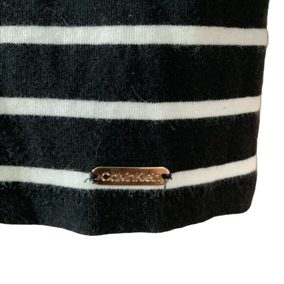 Calvin Klein Woman M Black White Stripe Puff Business Casual Comfy Classic - Picture 6 of 9